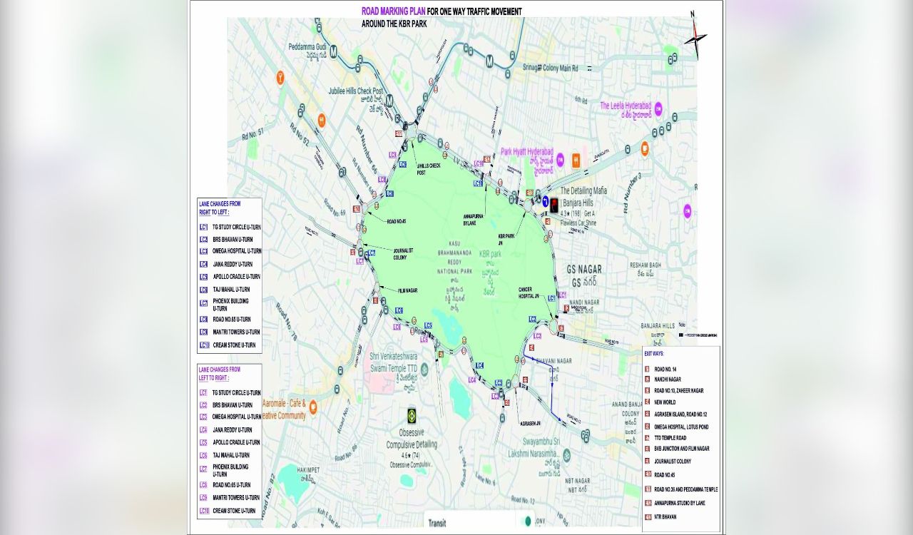 Hyderabad traffic changes: One-way system near KBR Park begins from August 18