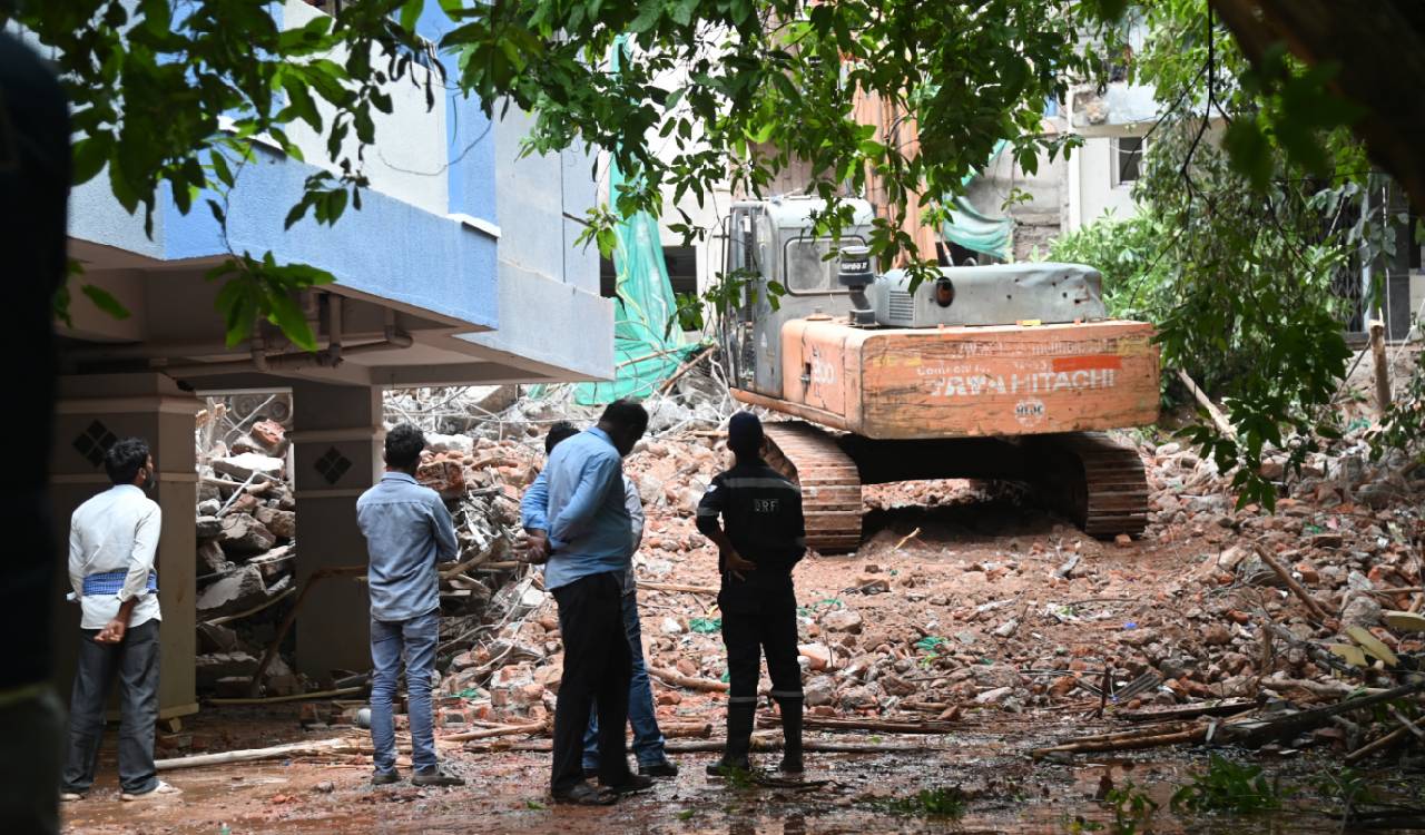 Demolition of illegal seven-storeyed building completed in Gachibowli amid rains