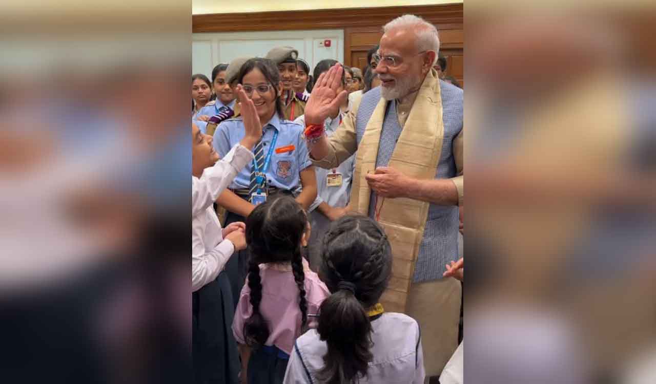 ‘Hi5, smiles and more’: PM Modi celebrates Raksha Bandhan with schoolchildren