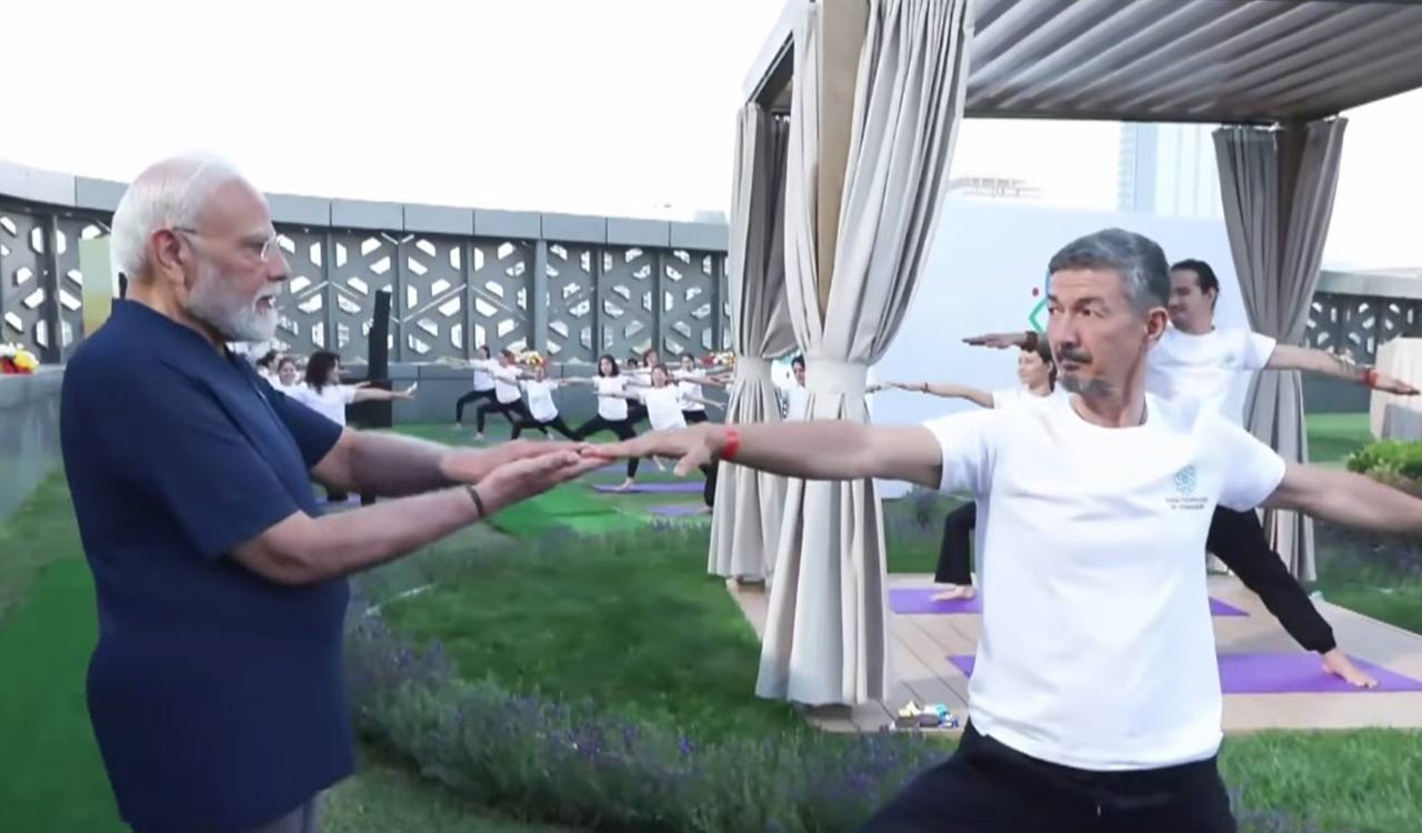PM Modi participates in a Yoga Session in Tashkent