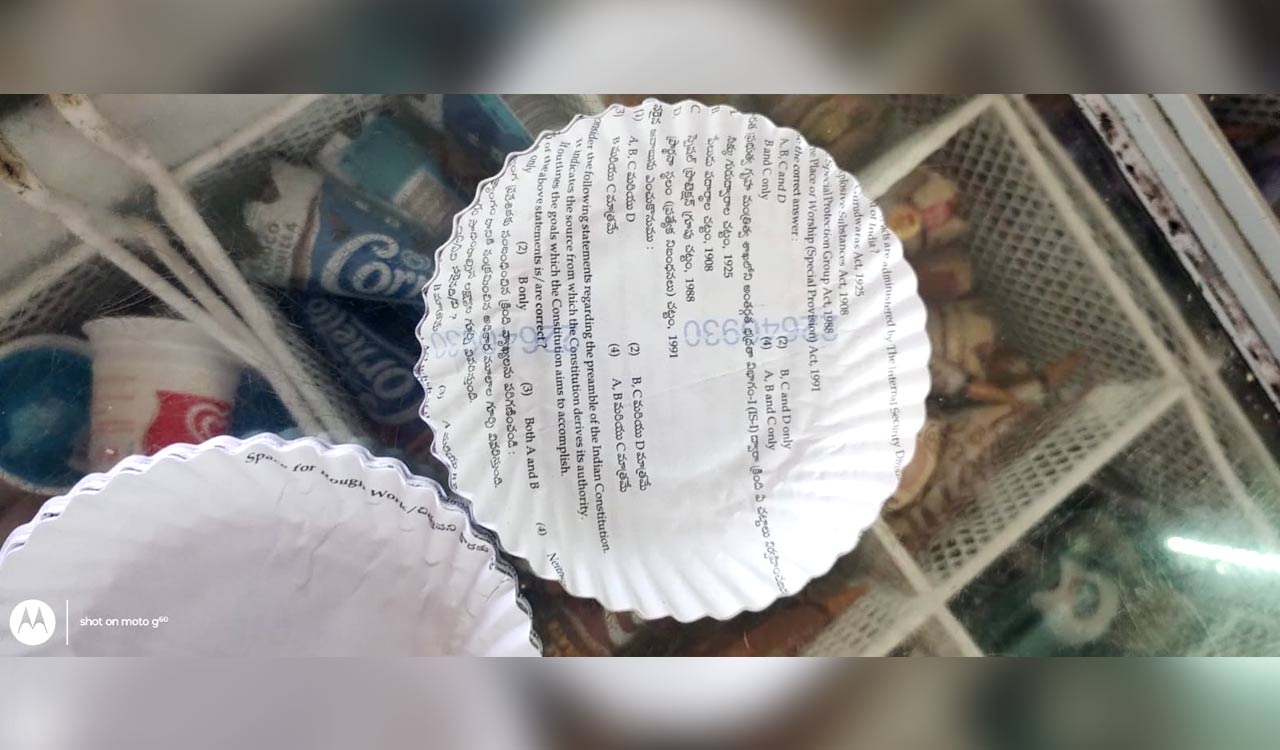 Telangana Group-III question papers end up as plates at bakery