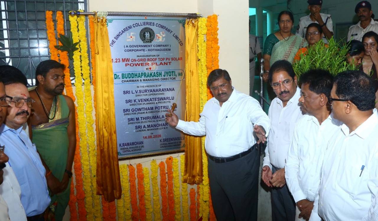 SCCL CMD inaugurates 1.23 MW rooftop solar plants in Kothagudem