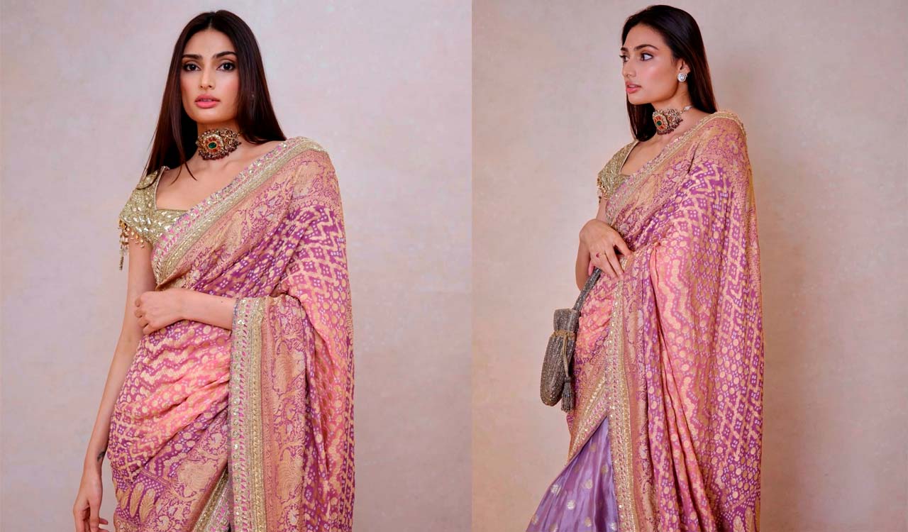 Athiya Shetty stuns in Manish Malhotra’s handloom Bandhani saree