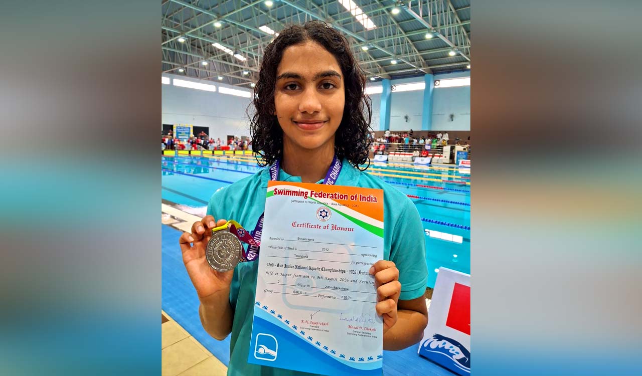 Sub-junior National Aquatics: Telangana’s Shivani Karra wins silver in 200m backstroke