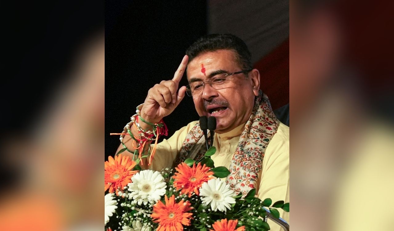 Suvendu Adhikari targets ‘Azadi’ slogans, ‘Red Salute Kishanji’ graffiti