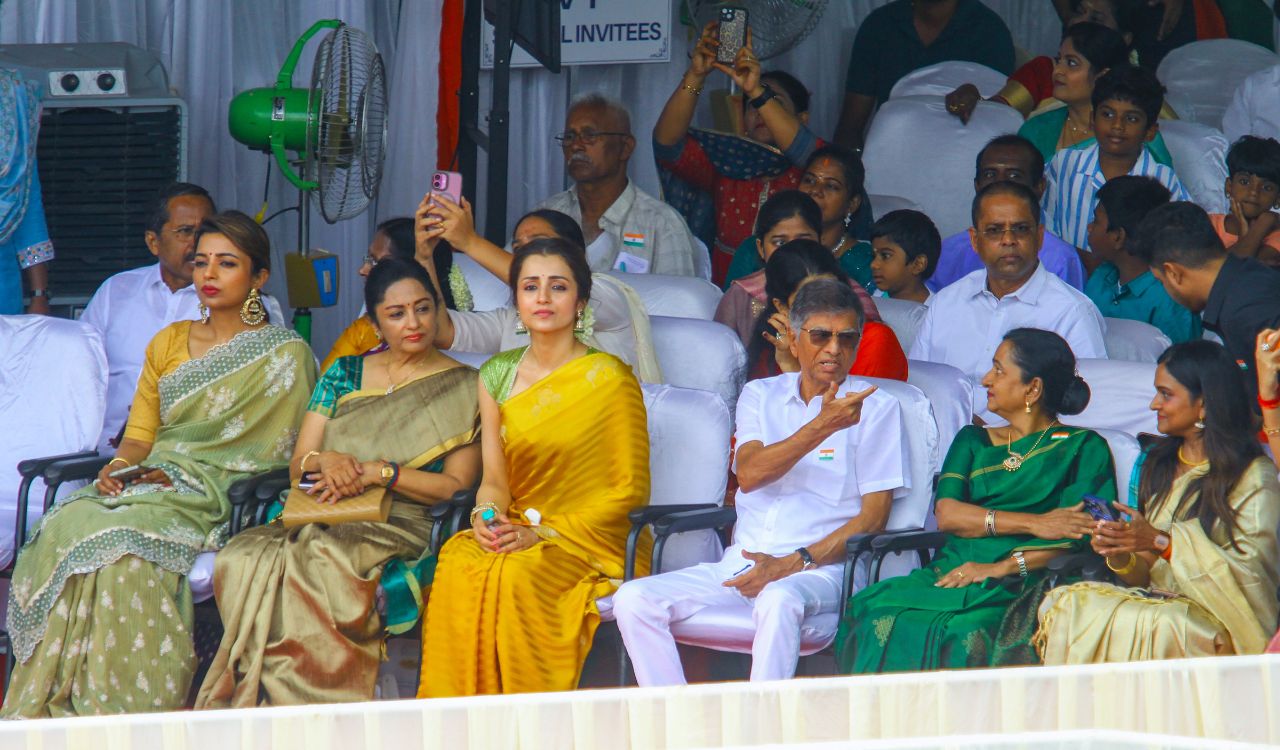 Trisha Krishnan seen with Vijay’s family at Independence Day celebrations in Chennai
