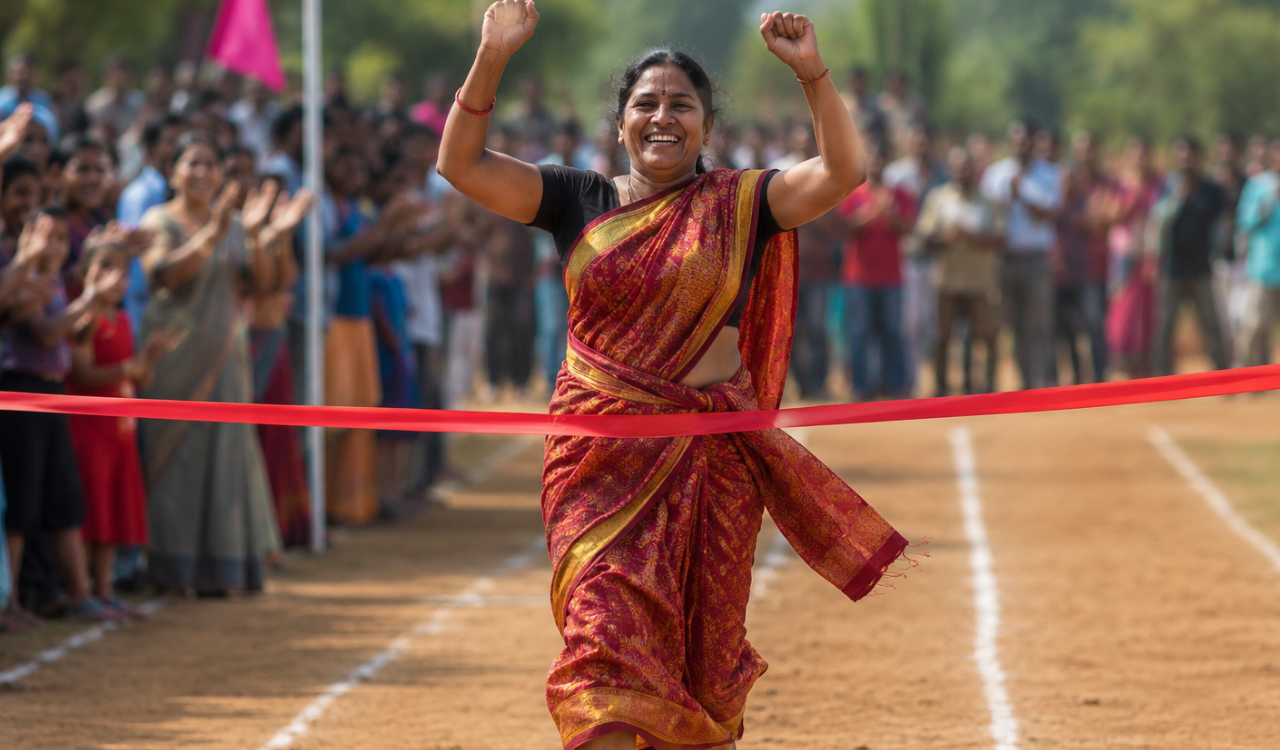Running for daughters’ education, barefoot cook wins Beed race