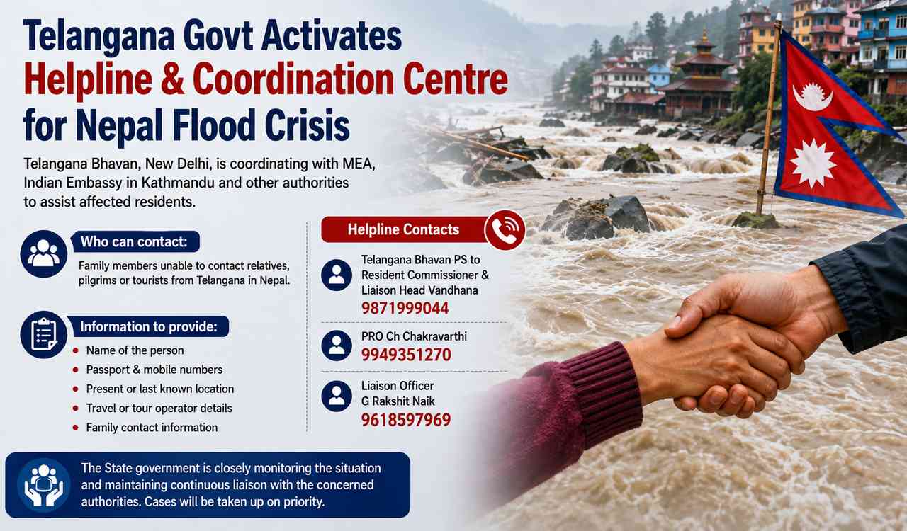 Telangana sets up helpline for residents stranded in flood-hit Nepal