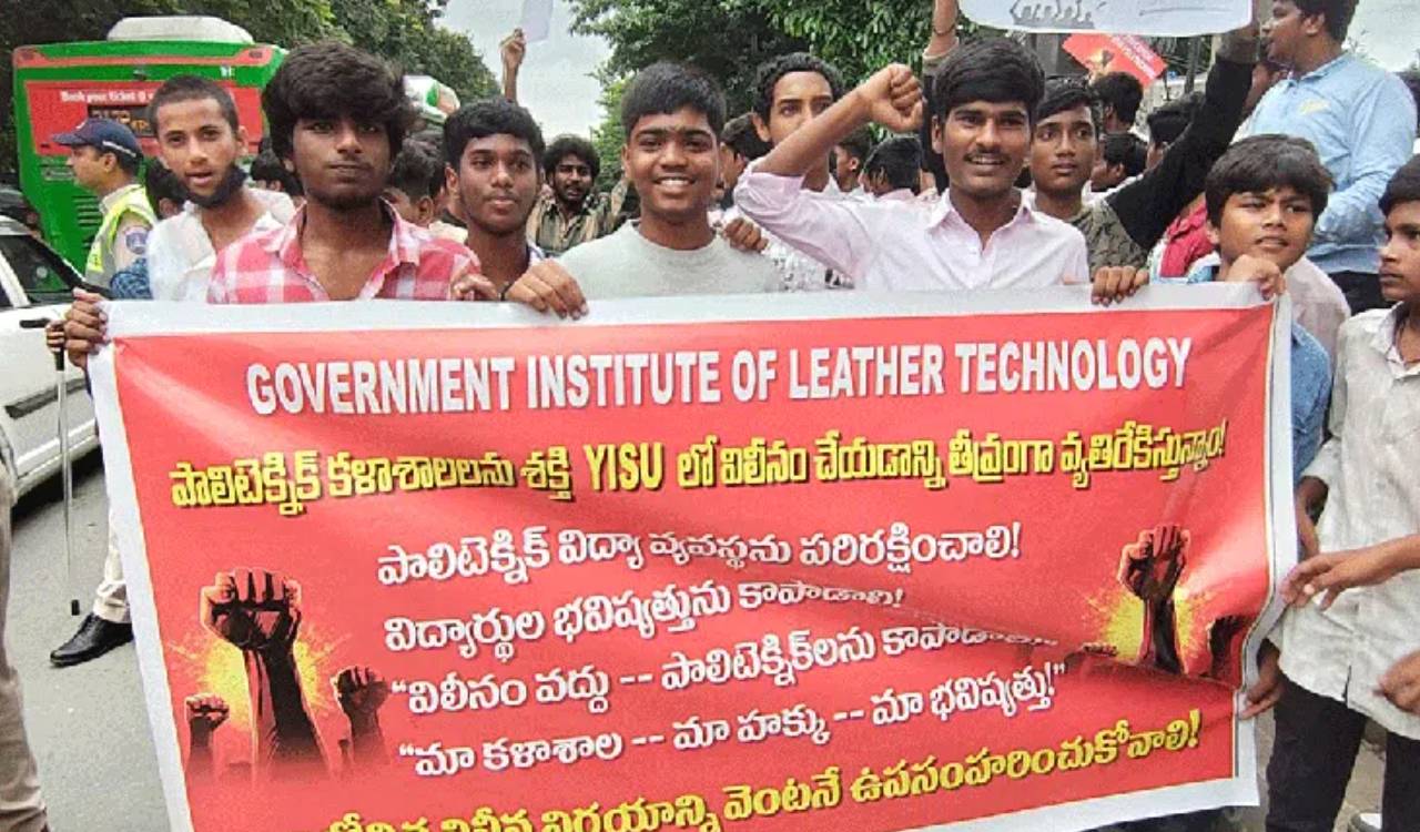 Telangana polytechnic students protest YISU merger, demand cancellation of GO 97