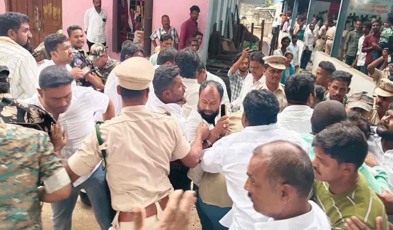 Mild tension prevails during distribution smart ration cards in Adilabad
