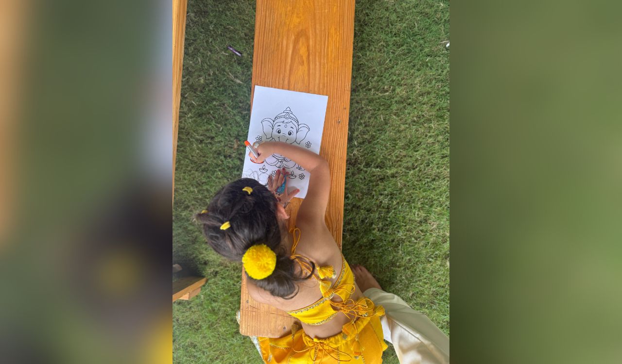 Alia Bhatt shares festive glimpses as little Raha draws Lord Ganesh