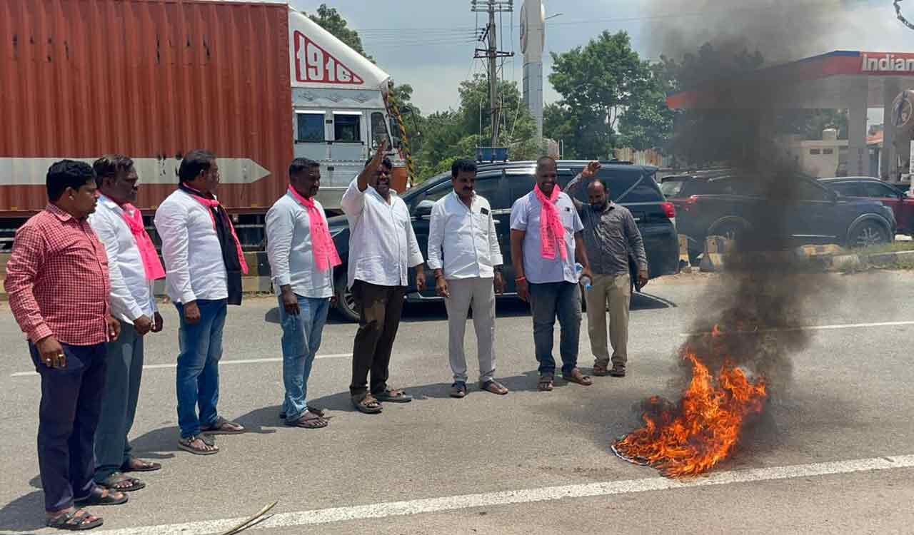 BRS stages protests across erstwhile Medak over arrest of MLAs