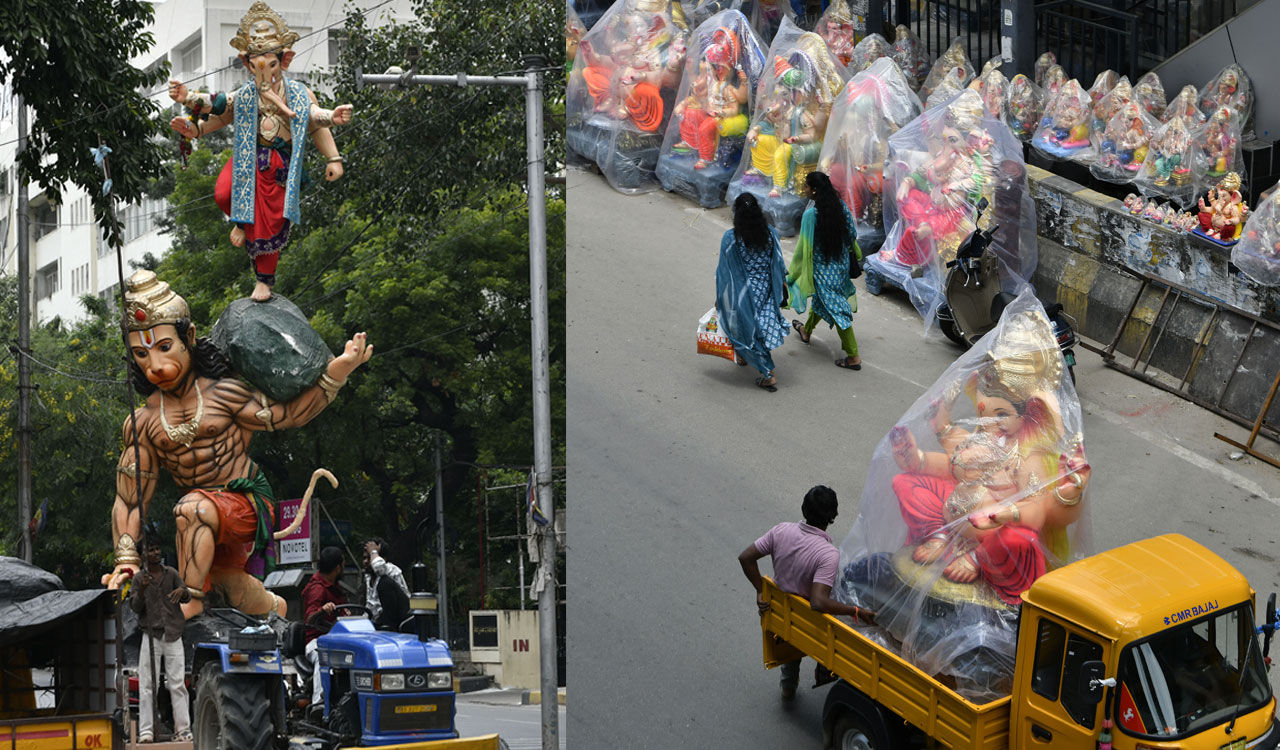 Ganesh idol transportation to pandals drew festive buzz across Hyderabad