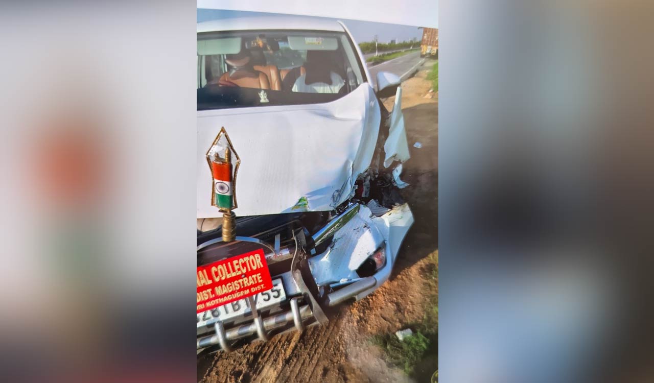 Kothagudem Additional Collector escapes unhurt after car collides with truck in Nalgonda