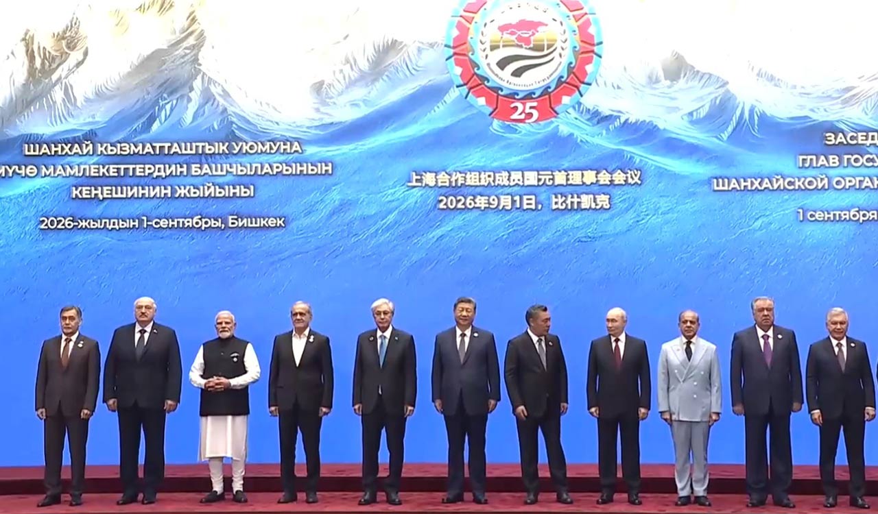 PM Modi poses for group photograph with SCO leaders at 26th Summit in Bishkek
