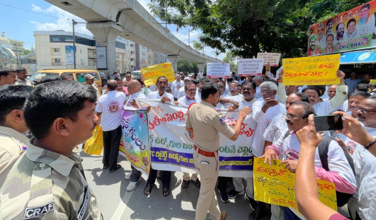 Retired TGSRTC staff detained for staging protest near Assembly