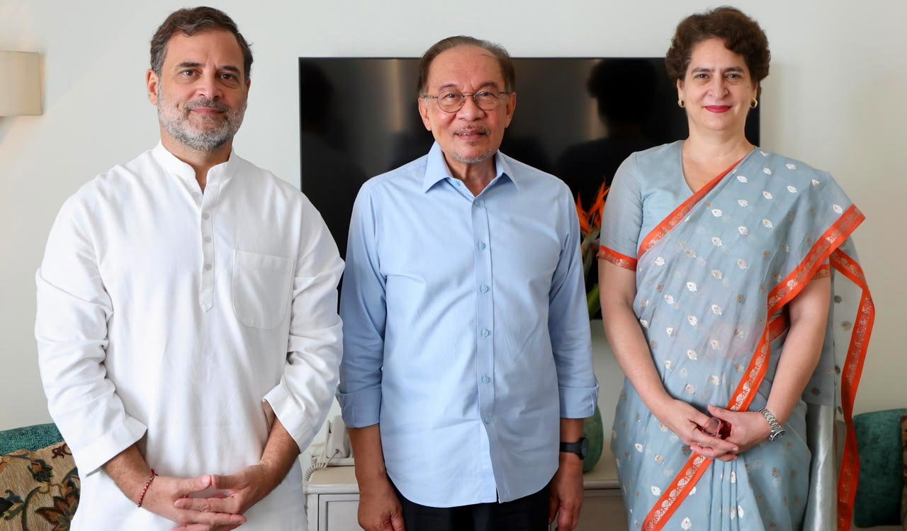 Rahul and Priyanka Gandhi meet Malaysian PM Anwar Ibrahim in New Delhi