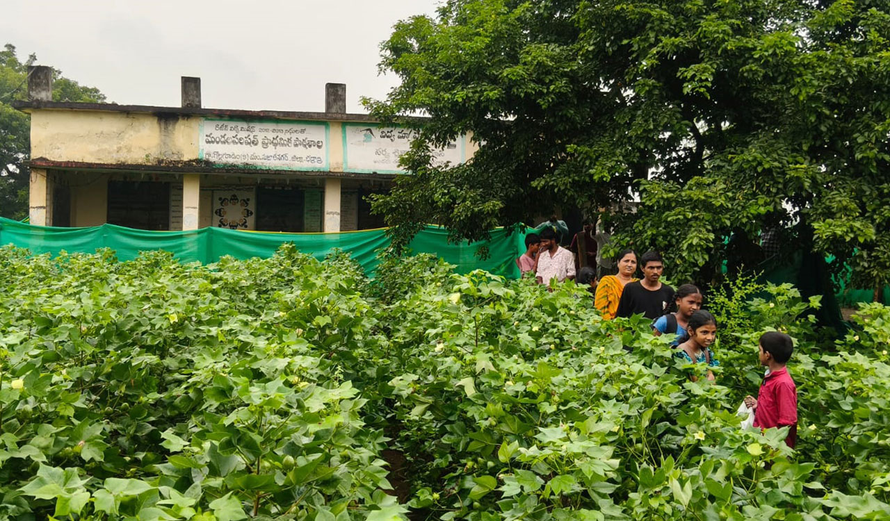 Students forced to walk through fields to reach school in Kothagudem