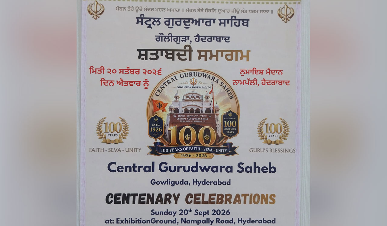 Central Gurudwara Sahib Gowliguda to celebrate centenary on September 19, 20