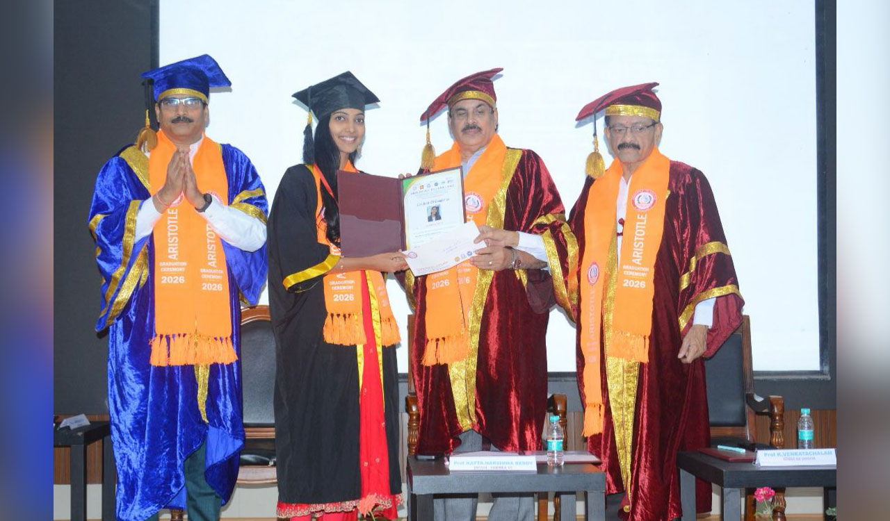 Aristotle PG College holds 22nd graduation day in Moinabad