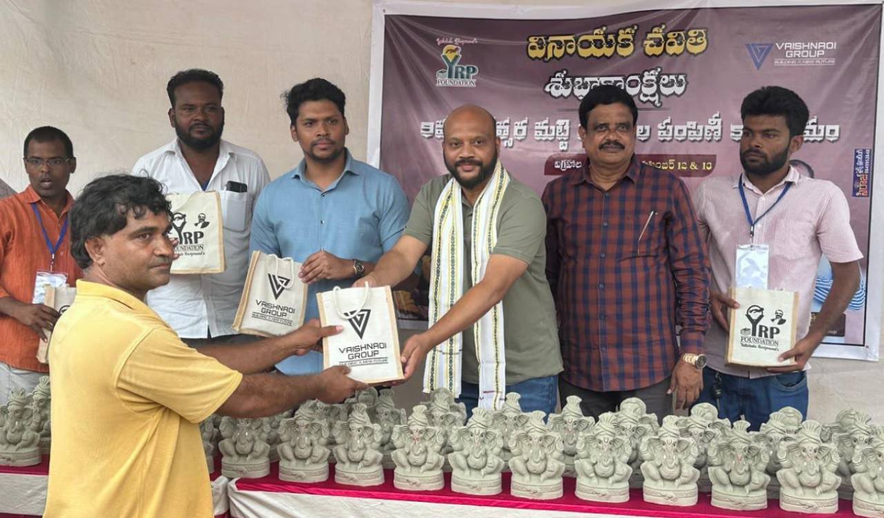 YRP Foundation Distributes 20,000 Seed-Embedded Eco-Friendly Clay Ganesh Idols in Hyderabad and Nalgonda