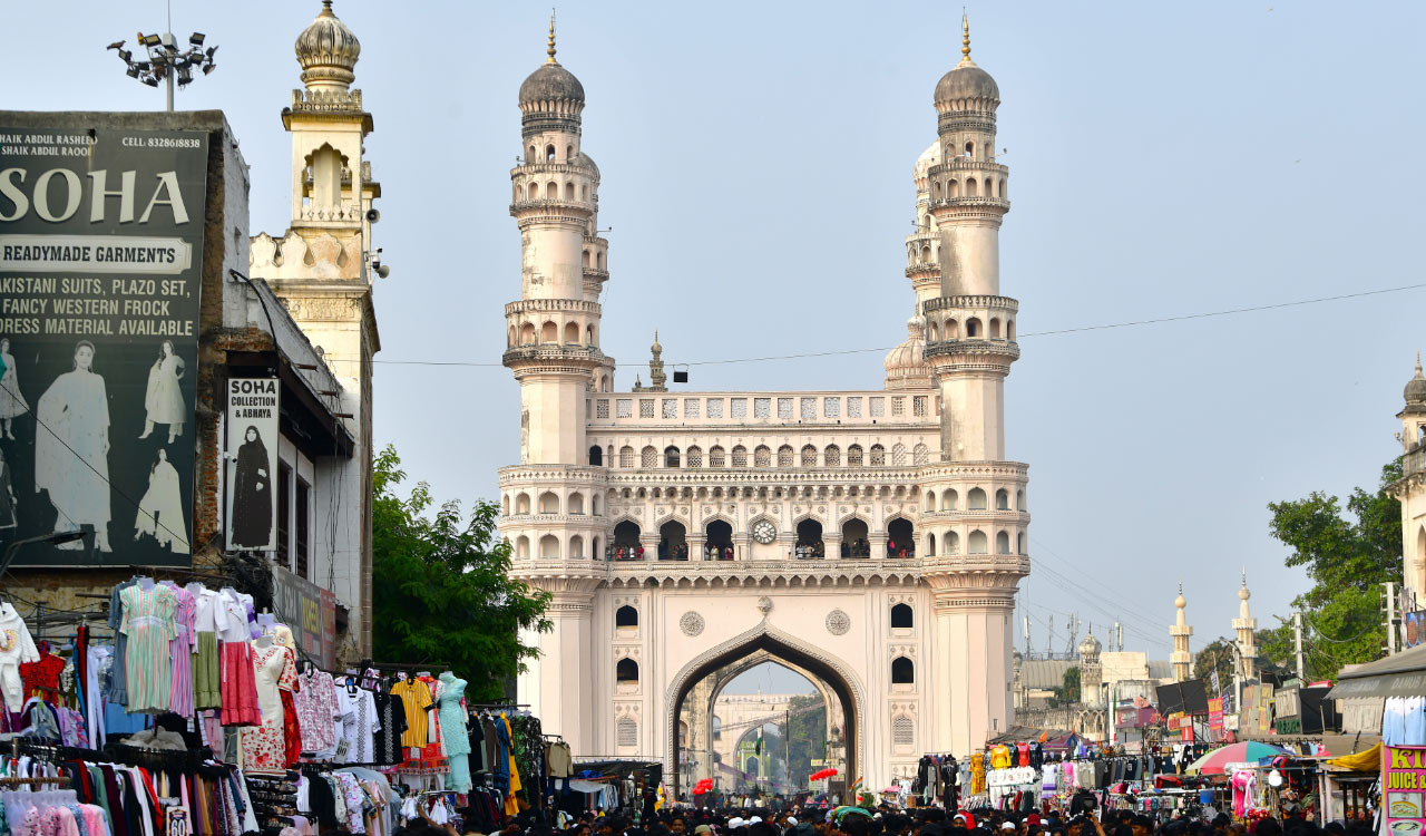 Charminar plaster peels off after heavy rain in Hyderabad