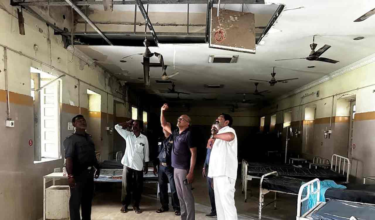 Three patients, two staff injured as roof collapses at MGM Hospital in Warangal