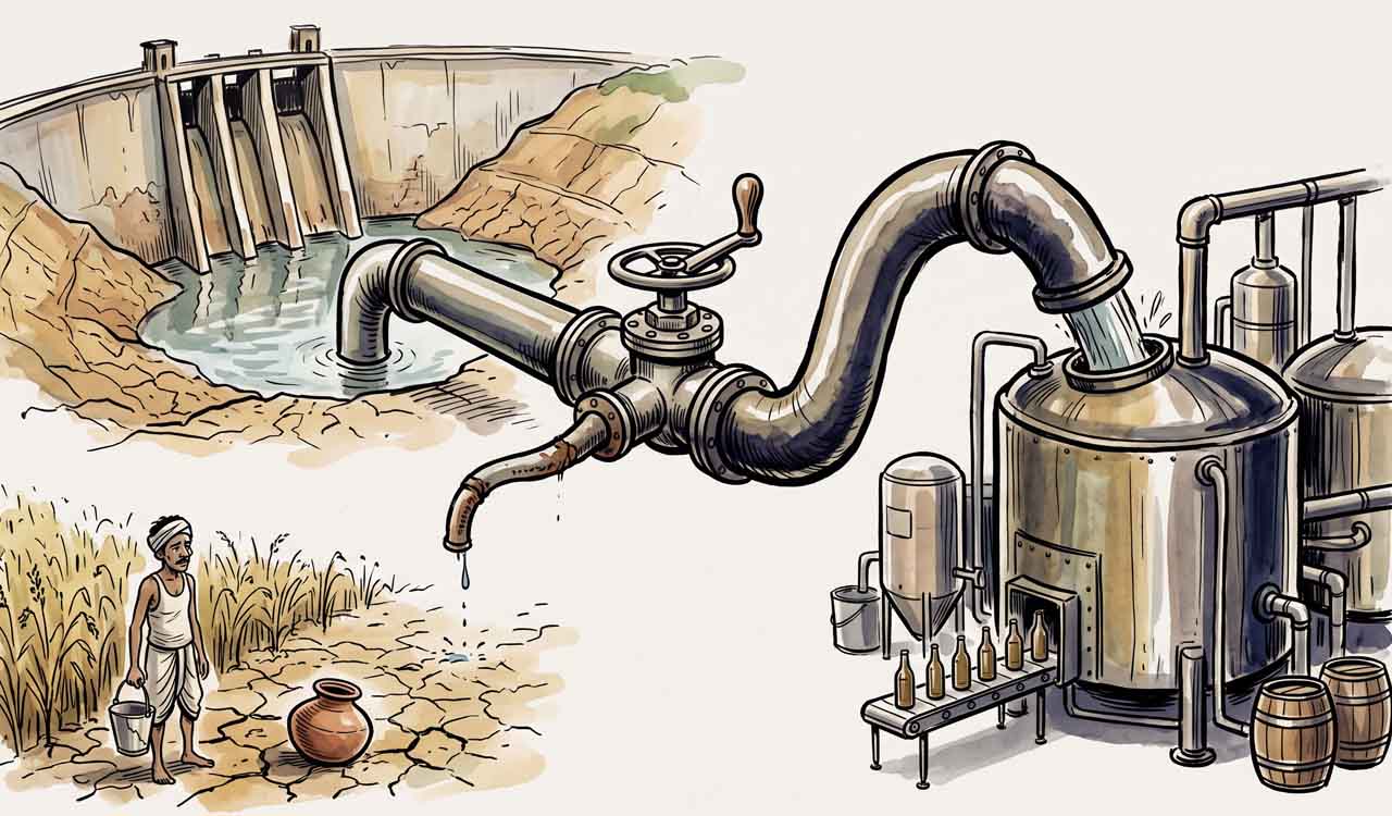 No water for farms and drinking, but plenty for brewing beer in Telangana?