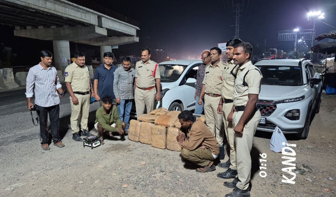 Two held with 142.8 kg of ganja worth Rs 71.40 lakh in Sangareddy