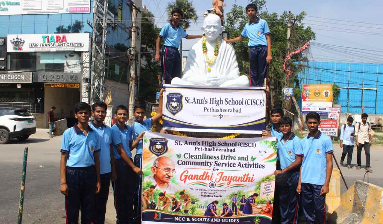 NCC cadets in Hyderabad pay tribute to Mahatma Gandhi, conduct cleanliness drive