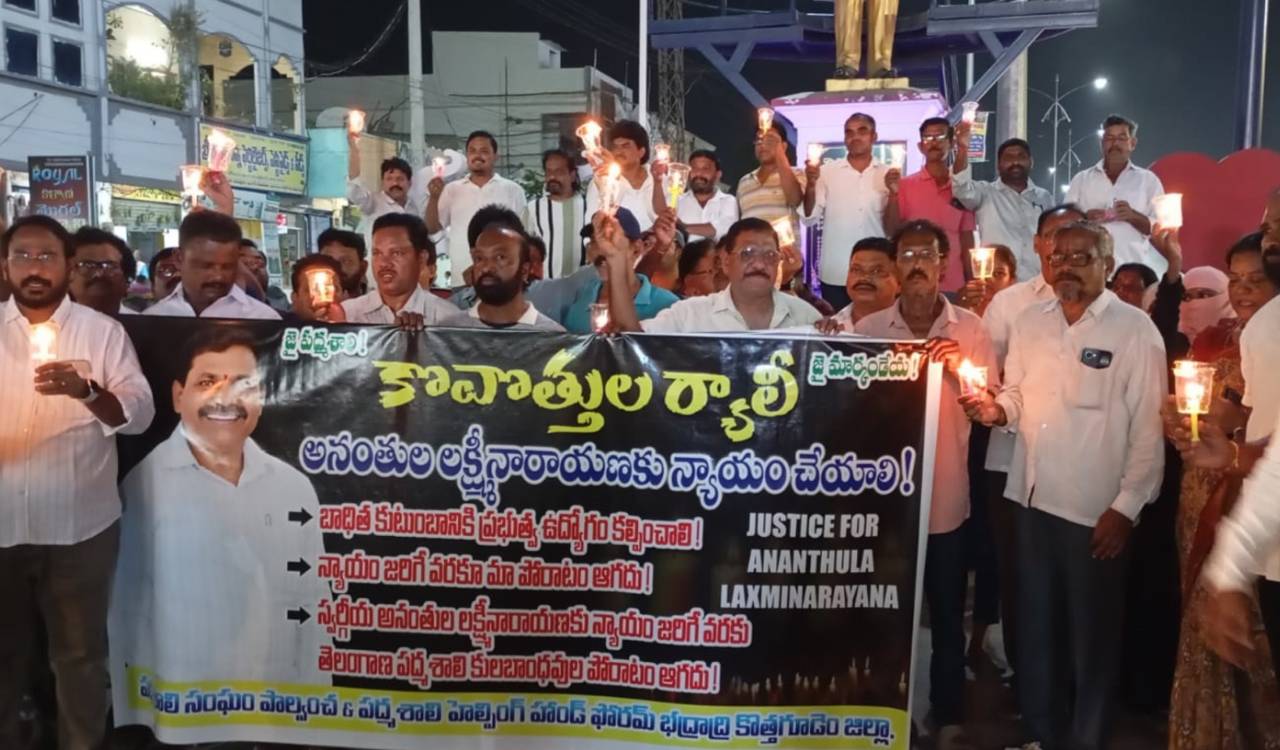 Padmashali Sangham stages candlelight rally seeking justice for HP Gas manager who died by suicide