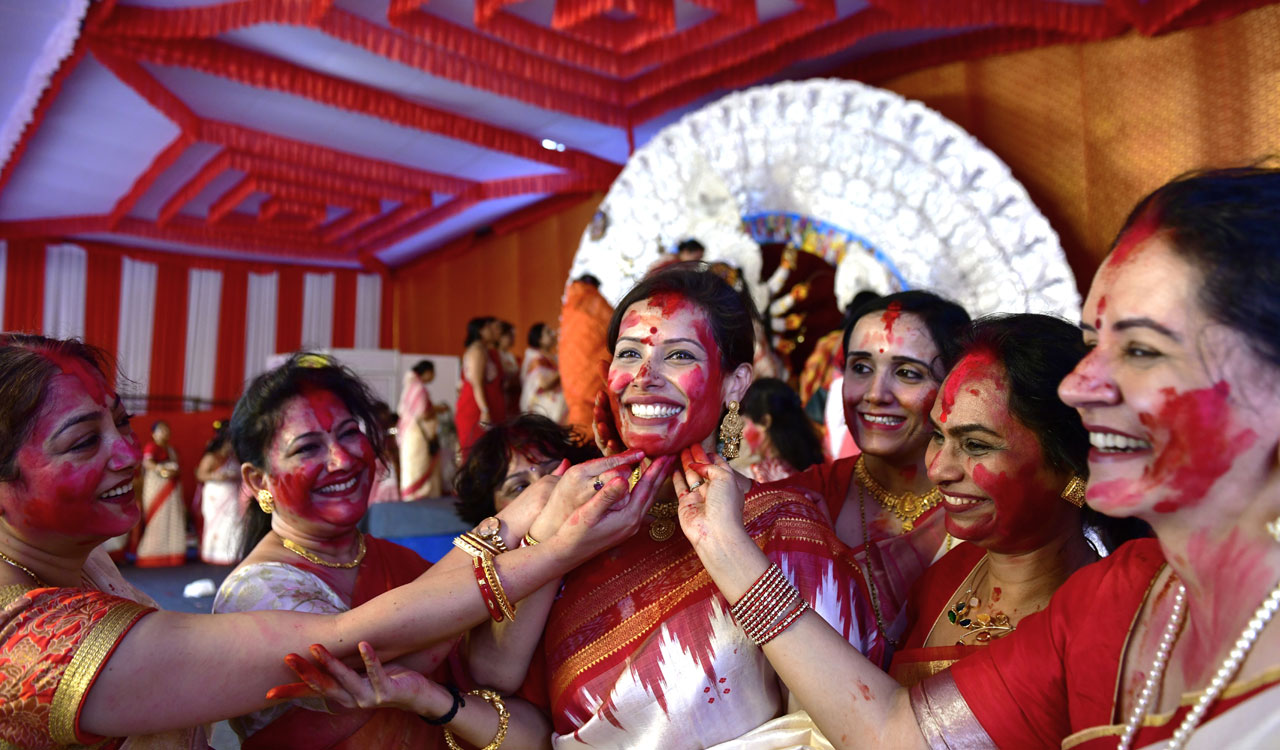 Sindoor Khela marks Durga Puja finale across Hyderabad